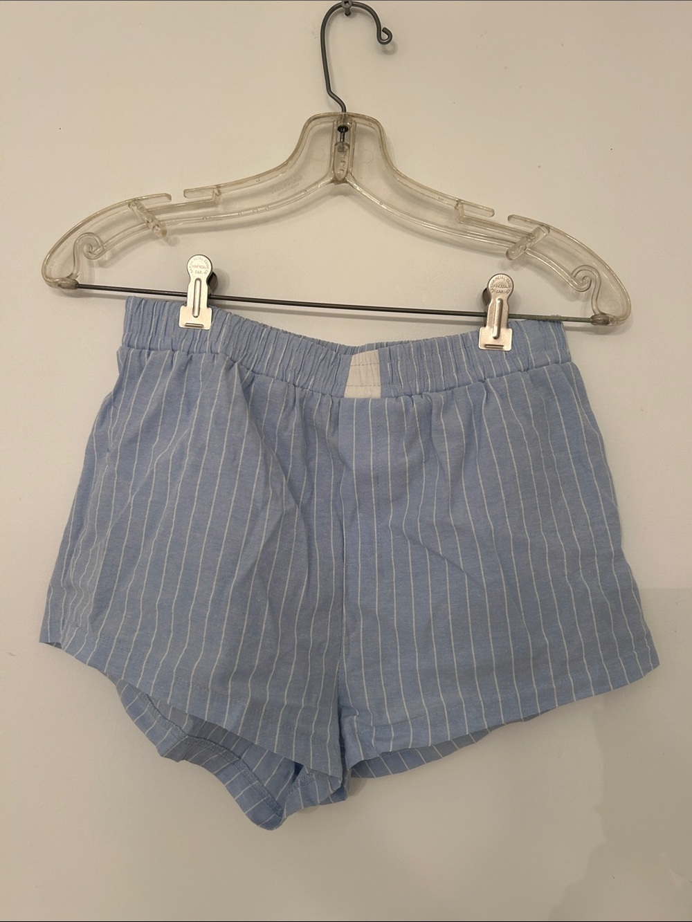 Edikted Light Blue and White Pinstripe Women’s Shorts